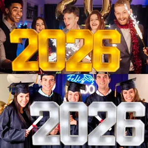 2026 Digital Light Sign Set, Marquee Light Up Numbers 2026 New Year Decoration, Graduation Party Decor, Birthday Anniversary, Warm/Cool Mosaic Numbers, DIY Pre-Cut Borders, Led Home Decor