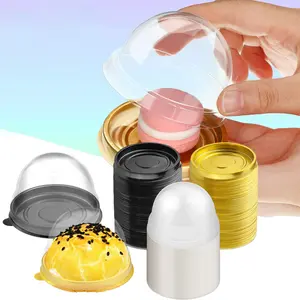 100Pcs Mini Cupcake Boxes Containers Clear Plastic Muffins Cheese Pastry Containers with Dome Lids for Wedding Birthday Party Gifts Supplies, 2.76 x 2.76 x 1.78 Inch  (50 Gold + 50 Black)