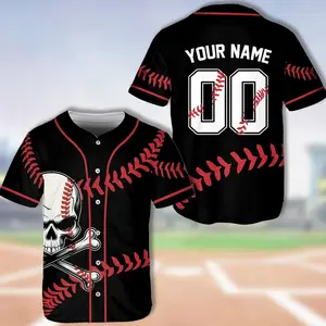 Custom Skull Baseball Jersey, Personalized Gothic Team Uniform, Skeleton Stitch Baseball Shirt, Game Day Outfit, Casual Streetwear, Sportswear