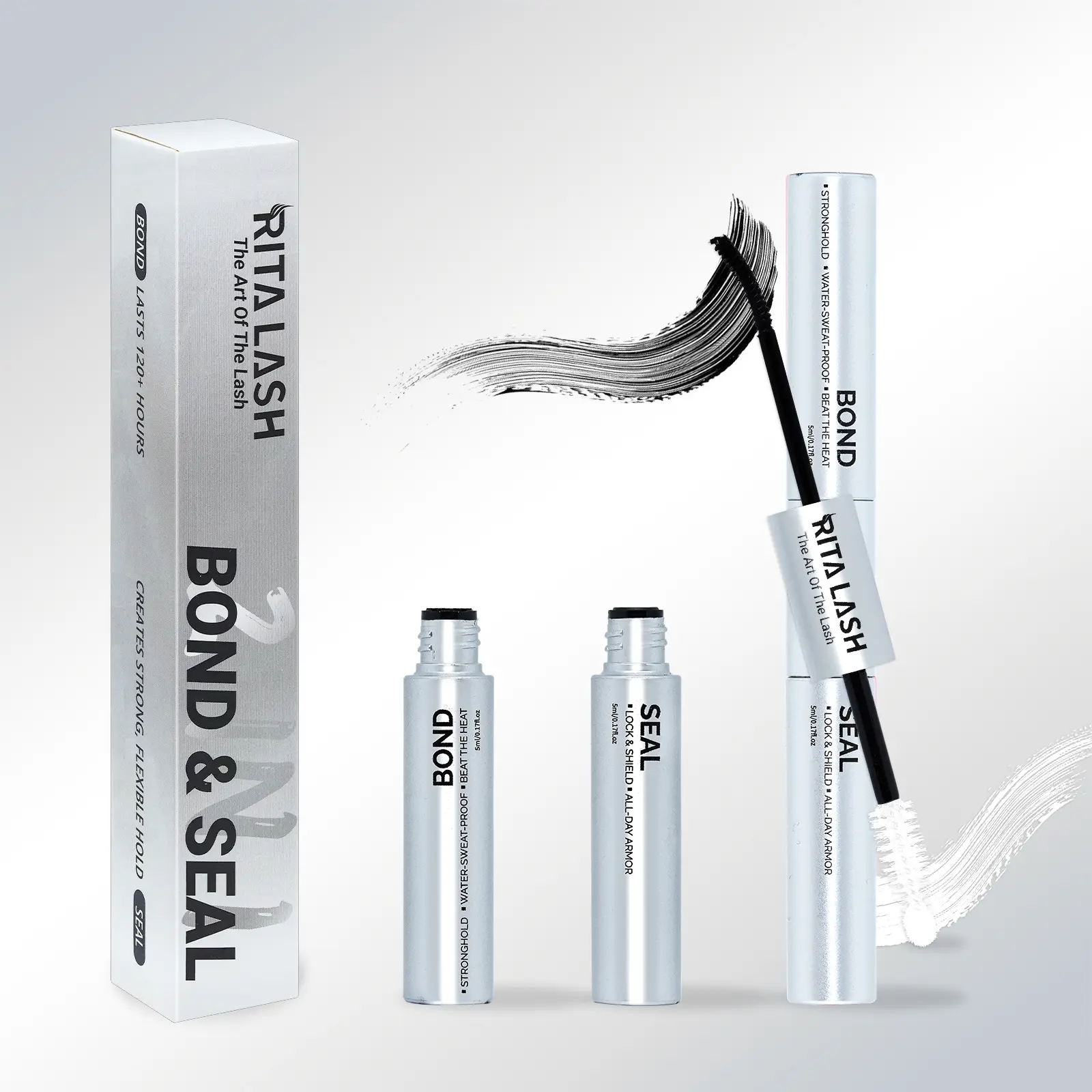 RITALASH Lash Bond Seal 2-IN-1 Power, Strong Hold, Waterproof for Flawless Lashes for Lash Clusters Long-Lasting for Sensitive Eyes Pool-proof Rainy Day Proof
