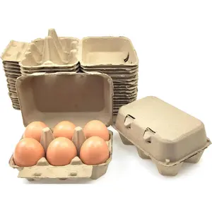 40 Pack Pulp Fiber Egg Cartons - 6 Count Tray, Solid  Containers Half Dozen Egg Cartons