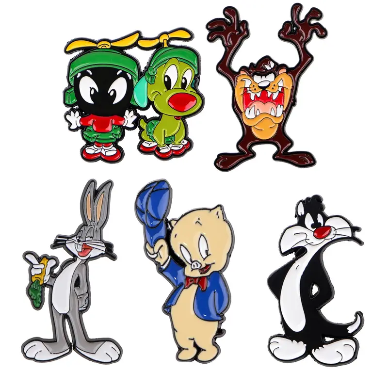 5pcs/set Classic Cartoon Movie Enamel Badges, Decorative Badge, Badge Decoration, Enamel Lapel Pins, Animal Design Pins, Pin Included, Fashion Hat Backpack Accessories, Perfect Gift for All Seasons, Alloy Brooch Pin