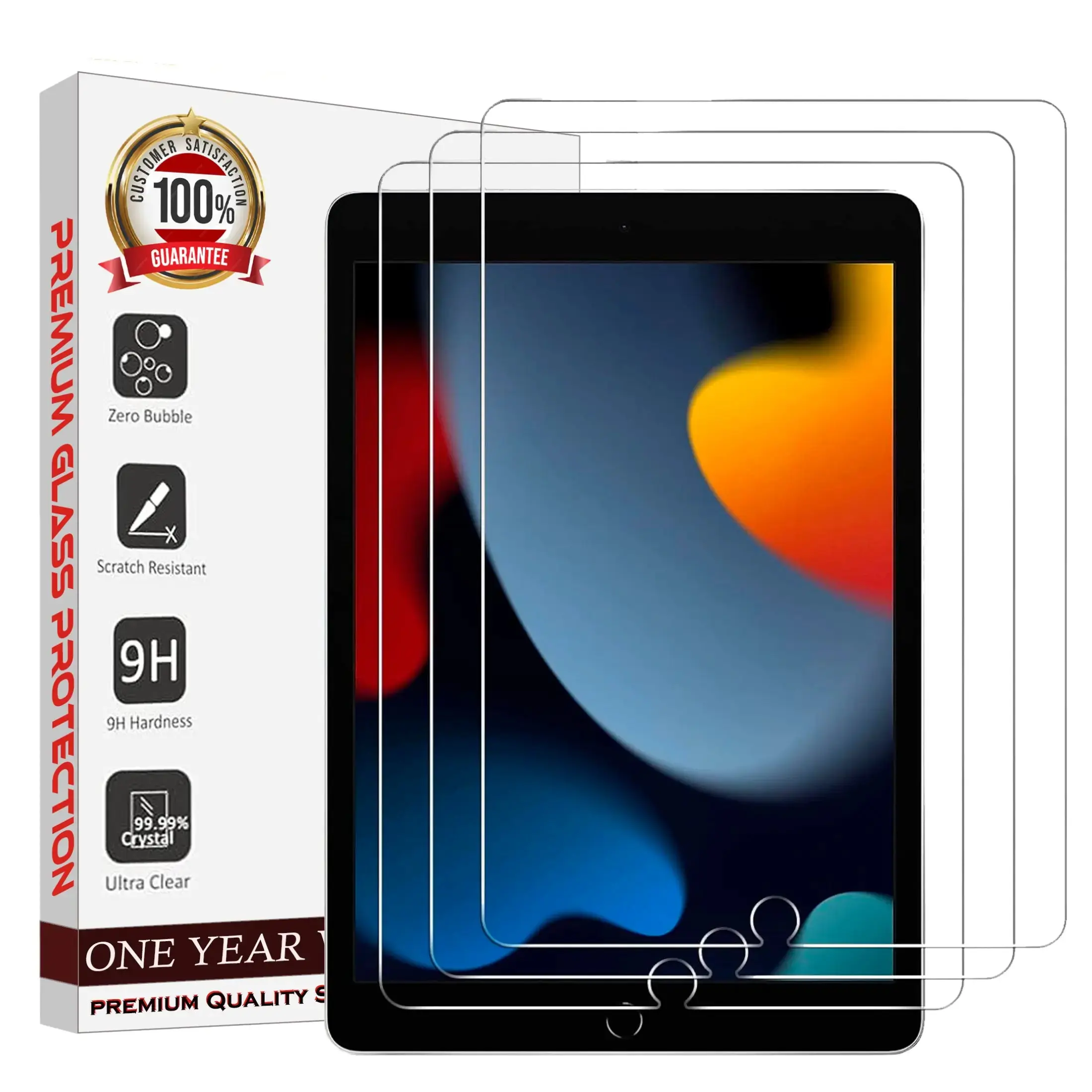 Entronix Screen Protector for iPad (9/8/7th Gen) 10.2" - 3-Piece Combo Clear Tempered Glass Screen Protector Computer Protection Tablet Durable