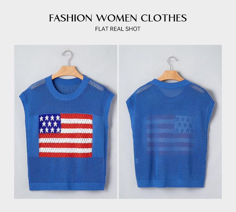 Asvivid Women's Crochet Flag Sweater Graphic Sleeved Sweaters Knit Top Womenswear Casual Crewneck Tshirt Loose Summer Clothes Fashion Tops Asvivid Women's Crochet Flag Sweater Graphic Sleeved Sweaters Knit Top Womenswear Casual Crewneck Tshirt Loose Summer Clothes Fashion Tops