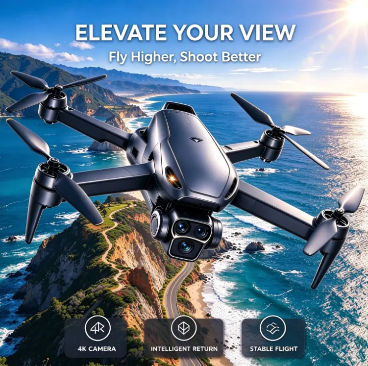 2026 M8 Pro Drone – 4K EIS Camera, GPS & 5G WiFi FPV, Brushless Motor, Optical Flow Hover, Smart Obstacle Avoidance, Auto Return, 360° Stunt Roll, Dual Batteries Included