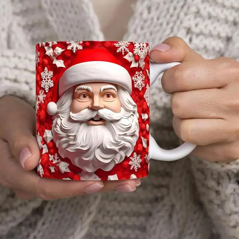 Creative 3D Christmas Ceramic Mug Unique Space Design Snowman Santa Coffee Cup Tea Milk Mug Christmas Gifts For Kids Adults classic stylish