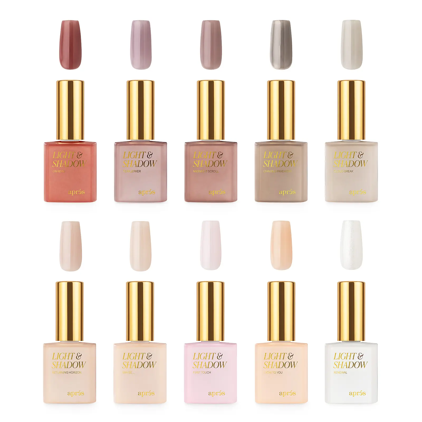 APRÉS Light & Shadow Sheer Gel Nail Polish, 10 Pc Winter Collection - HEMA-Free, Vegan & Cruelty-Free Formula for a Smooth, Buildable Manicure in Milky Neutrals & Soft Pinks, Cosmetic, Gel Polishing, Gel Nails At Home