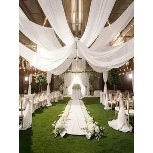 4pcs-315in*30in White Wedding Drapes Arch Draping Fabric, White Wedding Arch Drapes For Wedding Ceremonies, Engagement, Curtains, Swings, And Background Decoration, Birthday Party Decor, Stage, Proposal,Tent, Wedding Table And Chair Decoration, Corridor D