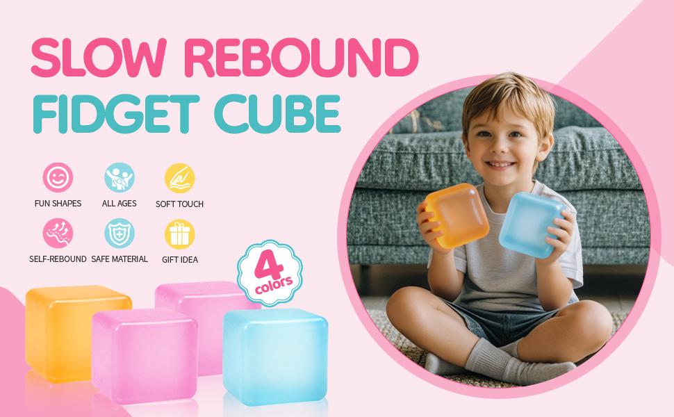 4-Pack Mini Cube Slow Rising Squishy Stress Relief Balls, 2" Hand Squeeze Balls with Thick Filling, High-Density Oddly Satisfying Gadgets for Kids, Classroom Rewards