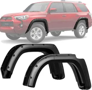 YITAMOTOR Fender Flares Compatible with 2014-2023 Toyota 4Runner, 4Pcs Front Rear Smooth Wheel Well Covers,Paintable Pocket Bolt-Riveted Style Chrome Eyebrow Headlight Trim Cover