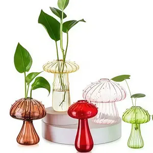 5 Small Glass Vases for Hydroponic Plants, Creative Colorful Glass Flower Pots, Home Decorative Arrangement, No Wood Board Included, Modern Plant Vase, Decoration