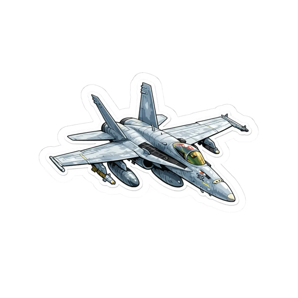 Fighter Jet Sticker | Aircraft | Pilot | Airplane | Military | Gift for Kids