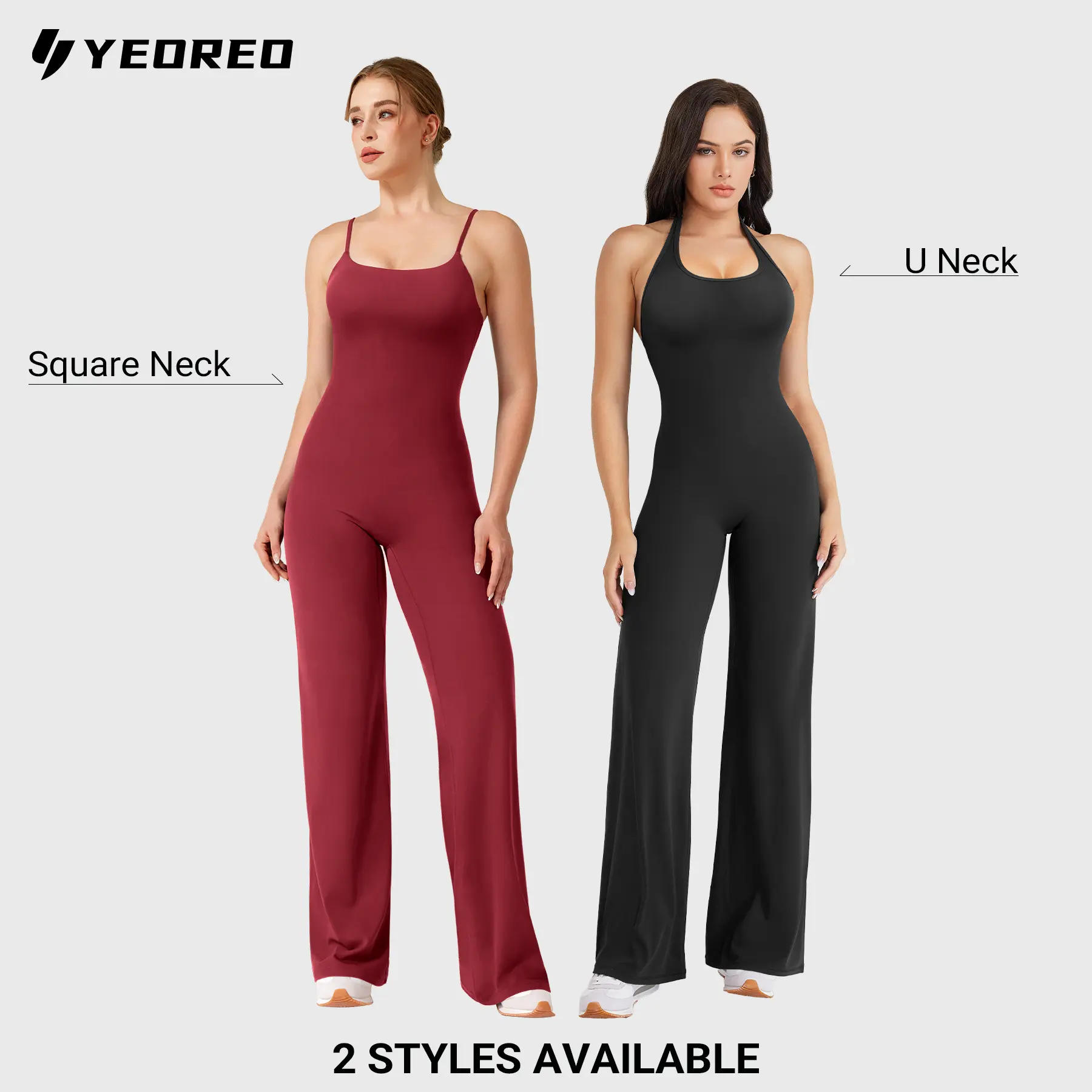 YEOREO Women's Wide Leg Athletic Jumpsuit, Sleeveless Open Back Bodysuit with Sculpting Fit & Hidden Glute Scrunch for Yoga, Yoga Activewear Jumpsuit, Bodysuit Jumpsuit tiktokshopbacktoschool