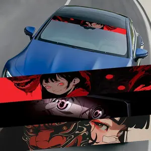 1PC Girl's Eyes Kill Cartoon Car Sticker, Car Window Decal Is Waterproof, Easy To Stick Without Leaving A Trace, Suitable for Car Front Windshield, Truck Glass, Metal & Smooth Surfaces, Vehicle Exterior Decoration