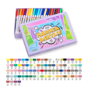 Guangner pastel acrylic marker thin rod soft head waterproof and odorless stackable art brush 84 colors