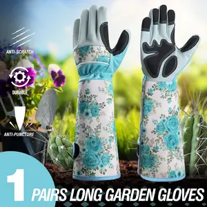 1 Pair Long Garden Gloves Anti-Scratch, Protects Fingers During Pruning & Flower Work, Essential Gardening Accessories