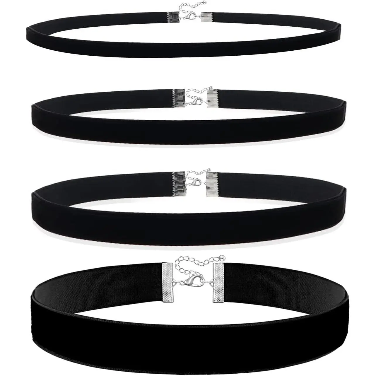 Women's 4-Count Adjustable Lace Choker Set - Gothic Chic Layered Female Necklace, Casual Adjustable Chain Jewelry Without Leather Accents
