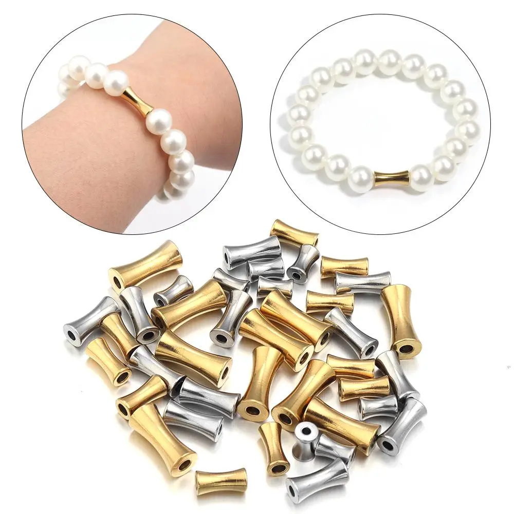 10pcs/lot Bamboo Tube Beads Stainless Steel Beads Vase Shaped Spacer Beads Loose Beads For Jewelry Making Necklace Bracelet
