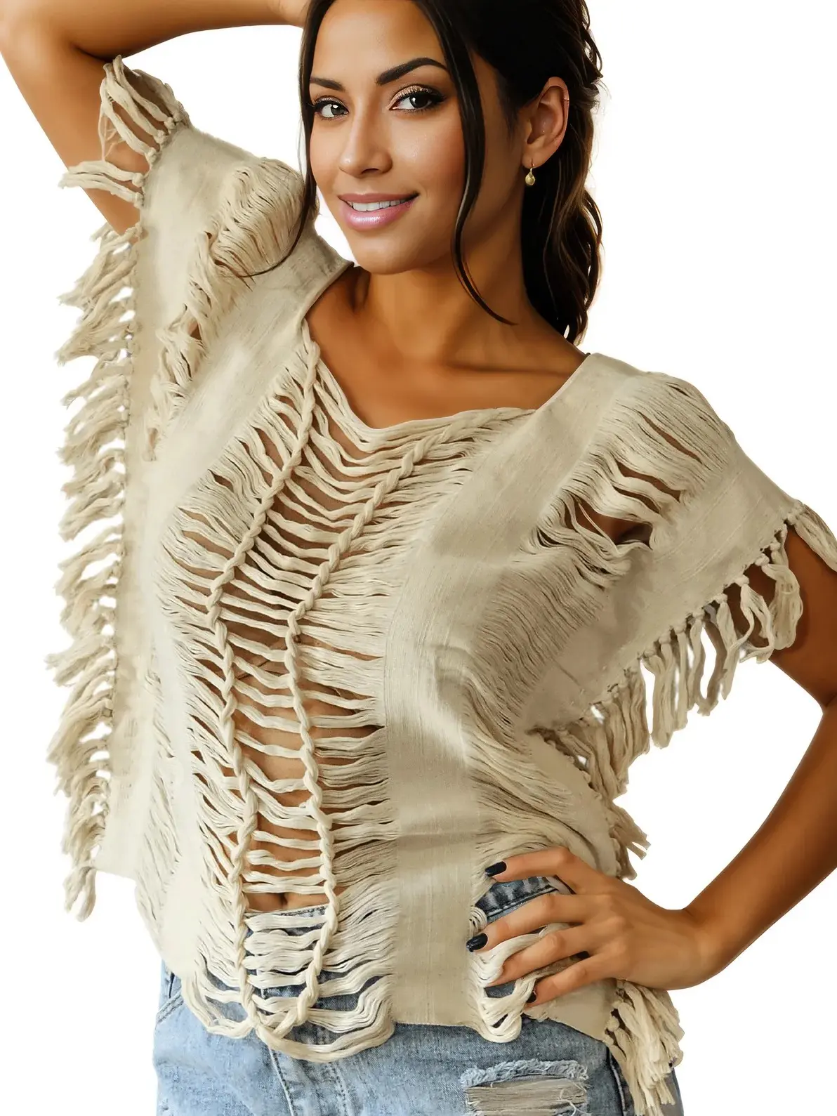 Authentic Handwoven Backstrap Loom Top with Brocade – Artisan-Made Blouse Shirts Womenswear