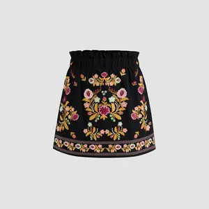 Cider 100% Cotton Mid Rise Aztec Elastic Waist Skort