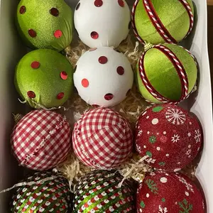 12 pcs Decorative Bolls for Various Occasions/ 12vintage ball decors for holidays or parties (silver, 6” long )/48Pcs Velvet Christmas Balls (green)/ 46pcs Flocked Christmas Tree Decorations Set (brown)