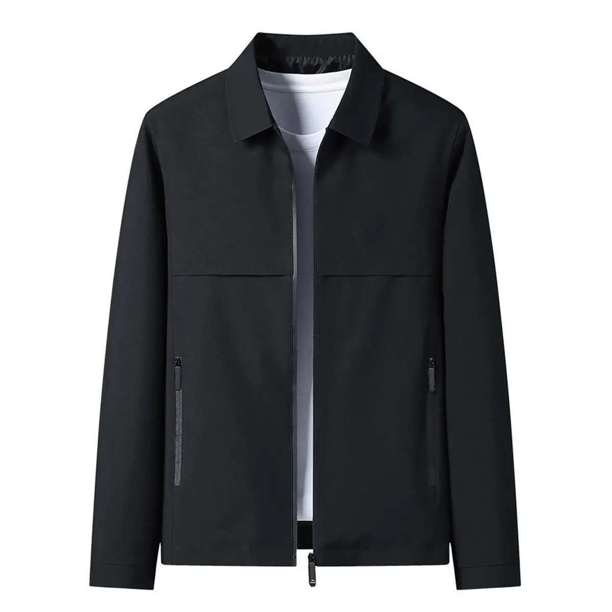Men's Fitted Cut Plain Baseball Jacket - Lightweight Polyester Windbreaker for Casual, Daily Wear (No Hood)