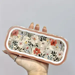 Elegant Floral-Patterned Glasses Case - Transparent, Portable, Durable, Anti-Pressure Design for Stylish Eyewear Storage Organizer Eyeglasses