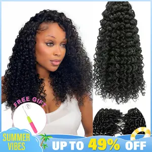 [New Arrival] Bgmgirl Crochet Human Hair Afro Curly Water Wave Kinky Straight Hair for Miracle Knots Boho Braids Knotless Pre-Separated 50g/Bundle Time Saving #SummerVibes
