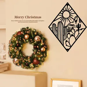 Christmas Metal Iron Decor Western Cactus Desert Wall Hanging Silhouette Home Art Home Decor Ornament Decoration Living Room Bedroom Kitchen Outdoor Garden Desk Accessory