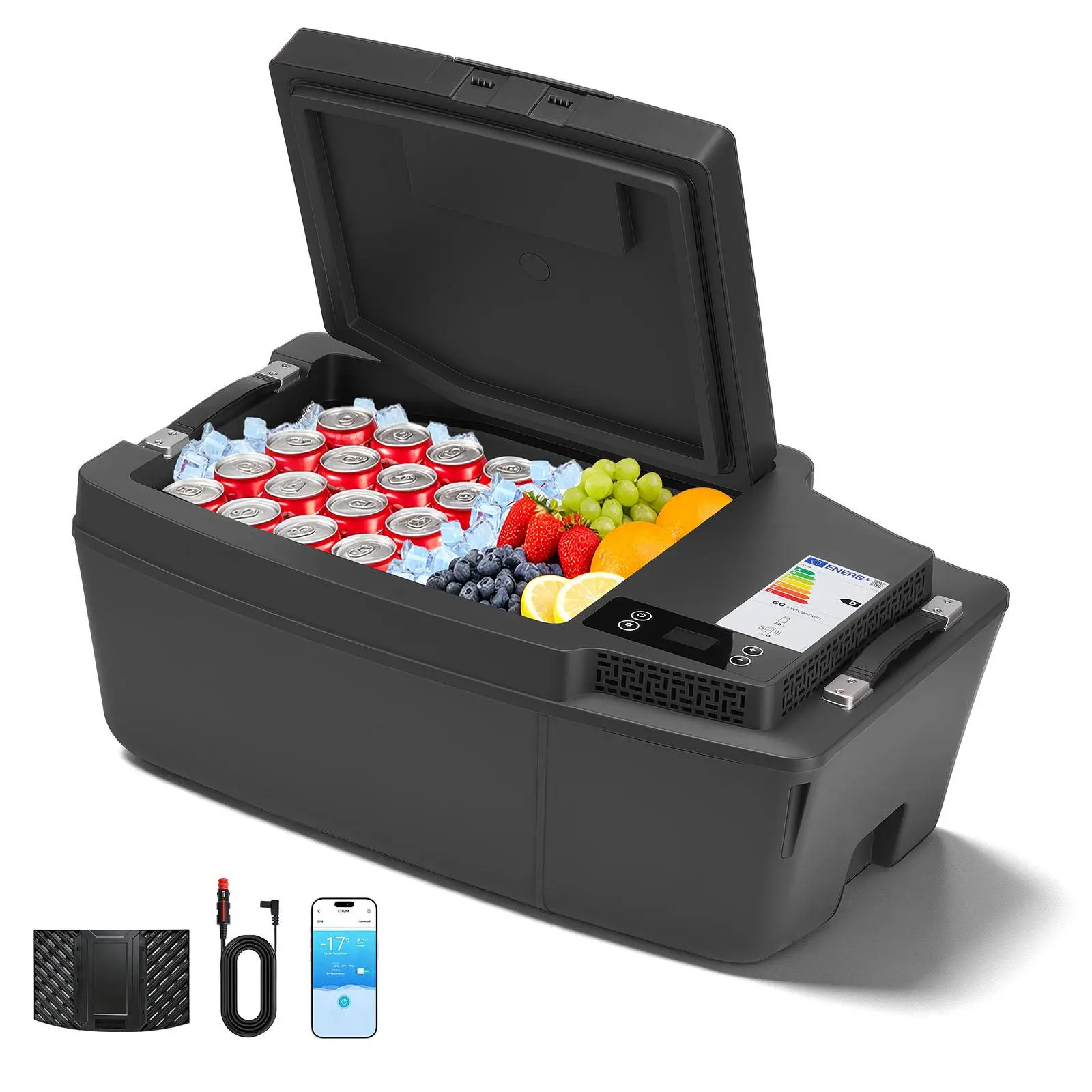 VEVOR 12 Volt Refrigerator, 21.1 QT/ 20L Car Fridge for Tesla Model 3, Portable Electric Freezer Compressor with APP Control, 12V/24V DC, 3℉ to 50℉#BackToSchool