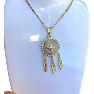 Dream Catcher Necklace gold plated 14k- Elegant Design with Decorative Elements and Unique Charm