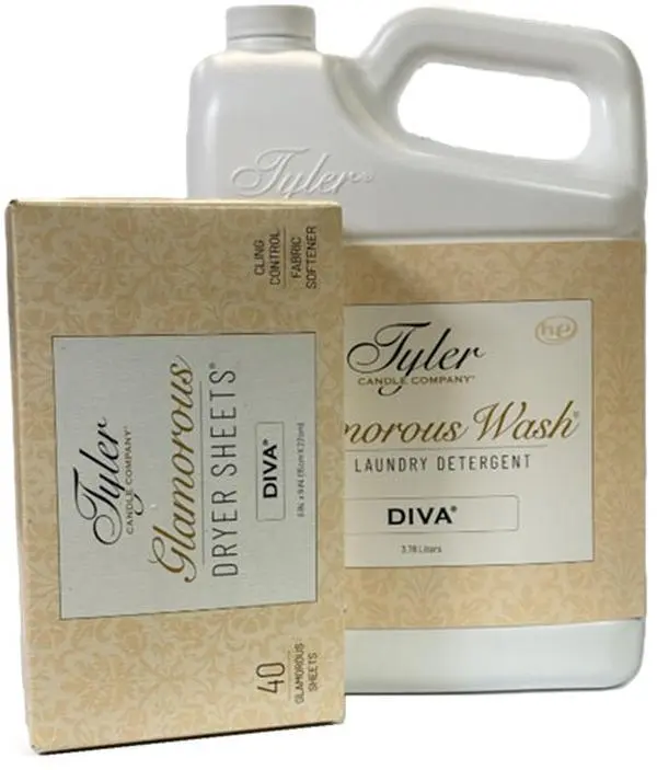 Tyler Candle Company Diva Glamorous Scented Laundry Detergent & Dryer Sheet Pack - Amber, Chocolate, Floral, Fruit Fragrance for Baby Care & Health