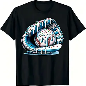 Youth and Adult Baseball Drip T-shirt, Ice Cream Sprinkles Baseball Glove T-Shirt, baseball ice cream shirt, toddler clothes, Baseball shirt For Youth, country boy clothing, Game day outfit, Youth Clothing, summer outfit, birthday gift