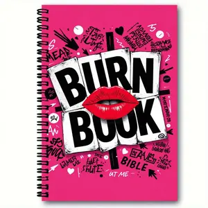 BURN BOOK Graffiti Spiral Notebook Planner - Vibrant Pink Cover with Bold Black Letters, Red Lips, & Urban Doodles - Edgy Trendy Journal for Daily Notes, Creative Writing, Gift - Perfect for Rebellious & Artistic Styles