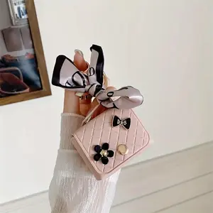 Mini Fashion Earphone Bag with Key Ring | Portable Hanging Pouch for Earbuds, Keys & Coins No scarf