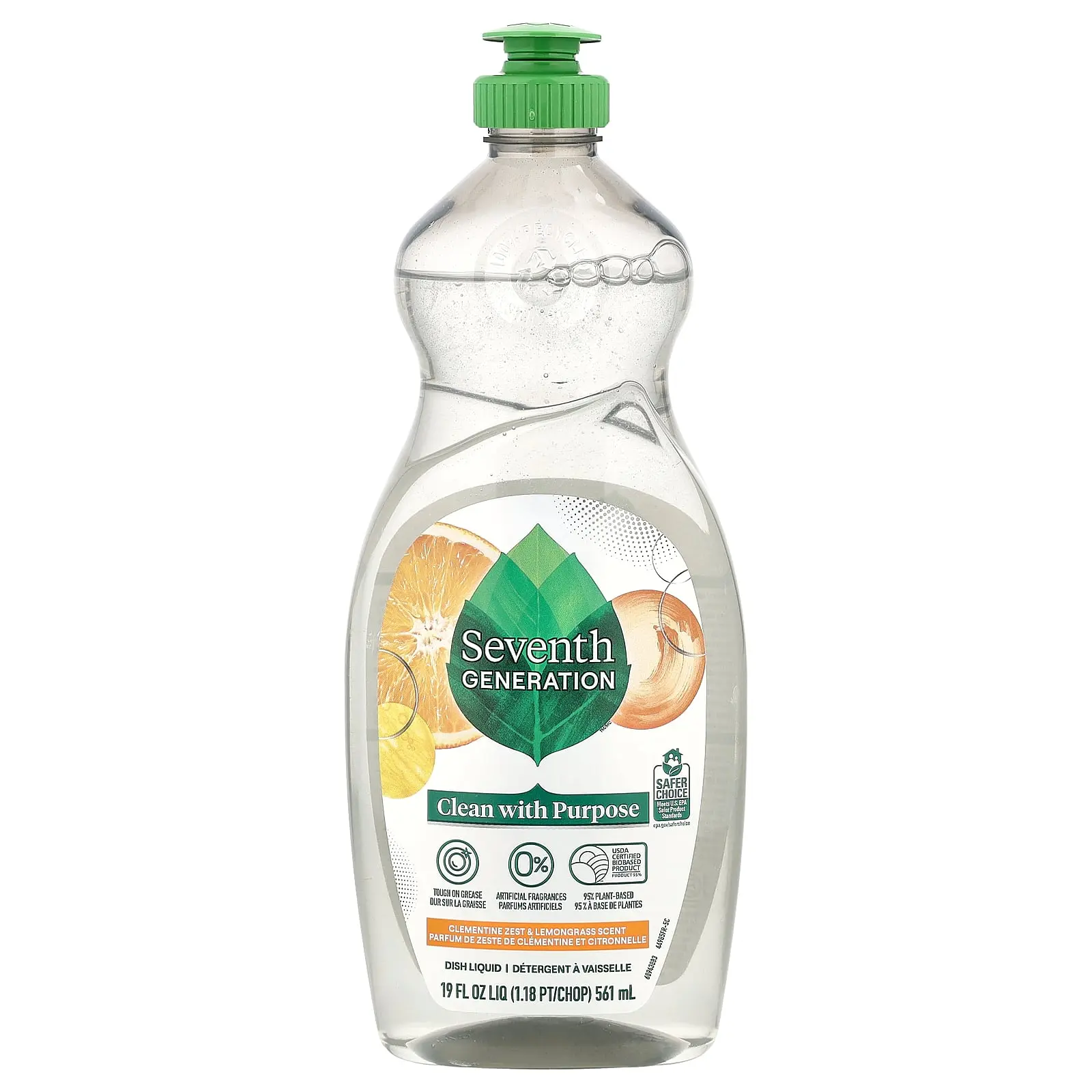 Seventh Generation Dish Liquid, Clementine Zest & Lemongrass , 19 fl oz (561 ml) Seventh Generation Dish Liquid, Clementine Zest & Lemongrass , 19 fl oz (561 ml)