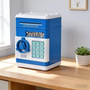 Multi Color Electronic ATM Piggy Bank With Password Keypad Combination Dial Auto Bill Feeder Coin Slot Secure Money Saving Box For Kids Adults Educational Finance Toy Auto Money Roll Function Large Capacity Gift For Boys Girls