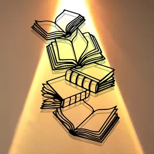 Book-Themed Metal Wall Art Decorative Piece, Artwork, Perfect Gift for Book Lovers, Ideal Room Decoration for Living Room Bedroom Office & More