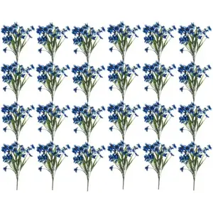 Outdoor Artificial Fake Flowers,24 Bundles UV Resistant Faux Outdoor Plastic Flower Plants for Outside Indoor Decorations(Blue) tiktokshopspringglowup