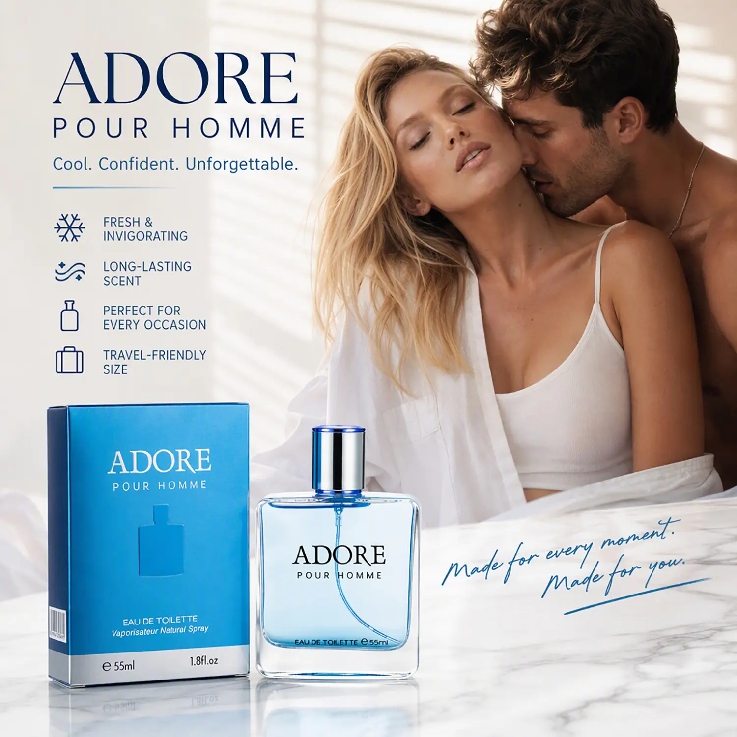 Men's Pheromone Cologne, with pheromone formula, long-lasting ocean mist & floral fruity undertones, crafted for him to make her fascinated by you and share an enthralling night. Perfect for New Year's, Birthday & Christmas. 55ml/1.8fl.oz. Men's Perfume.