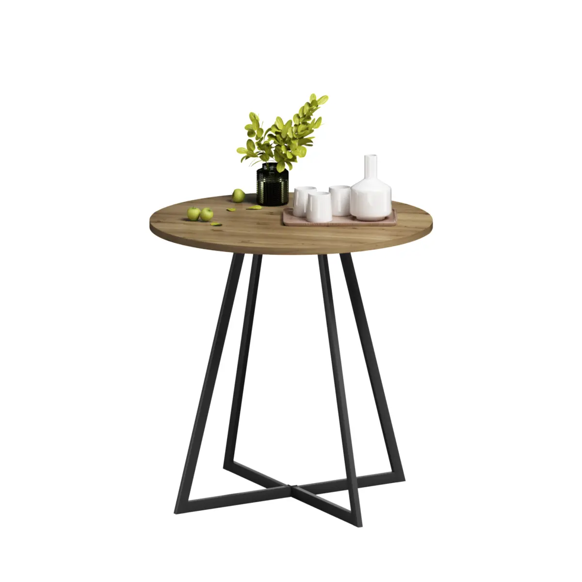 31.5-Inch Round Casual Composite Dining Table - Brown-Toned Dark MDF Wood-Look Tabletop, Black Metal Legs, Modern Minimalist, Child-Friendly, Seats 2-4, Multi-Purpose Kitchen Breakfast Table, Easy Assembly, Brown-Toned Dining Tables, Composite Dining Tabl