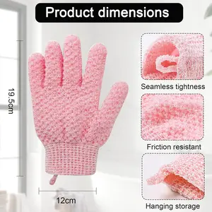 Bath Gloves, Exfoliating Bath Glove, Body Scrub Gloves with Hanging Loop