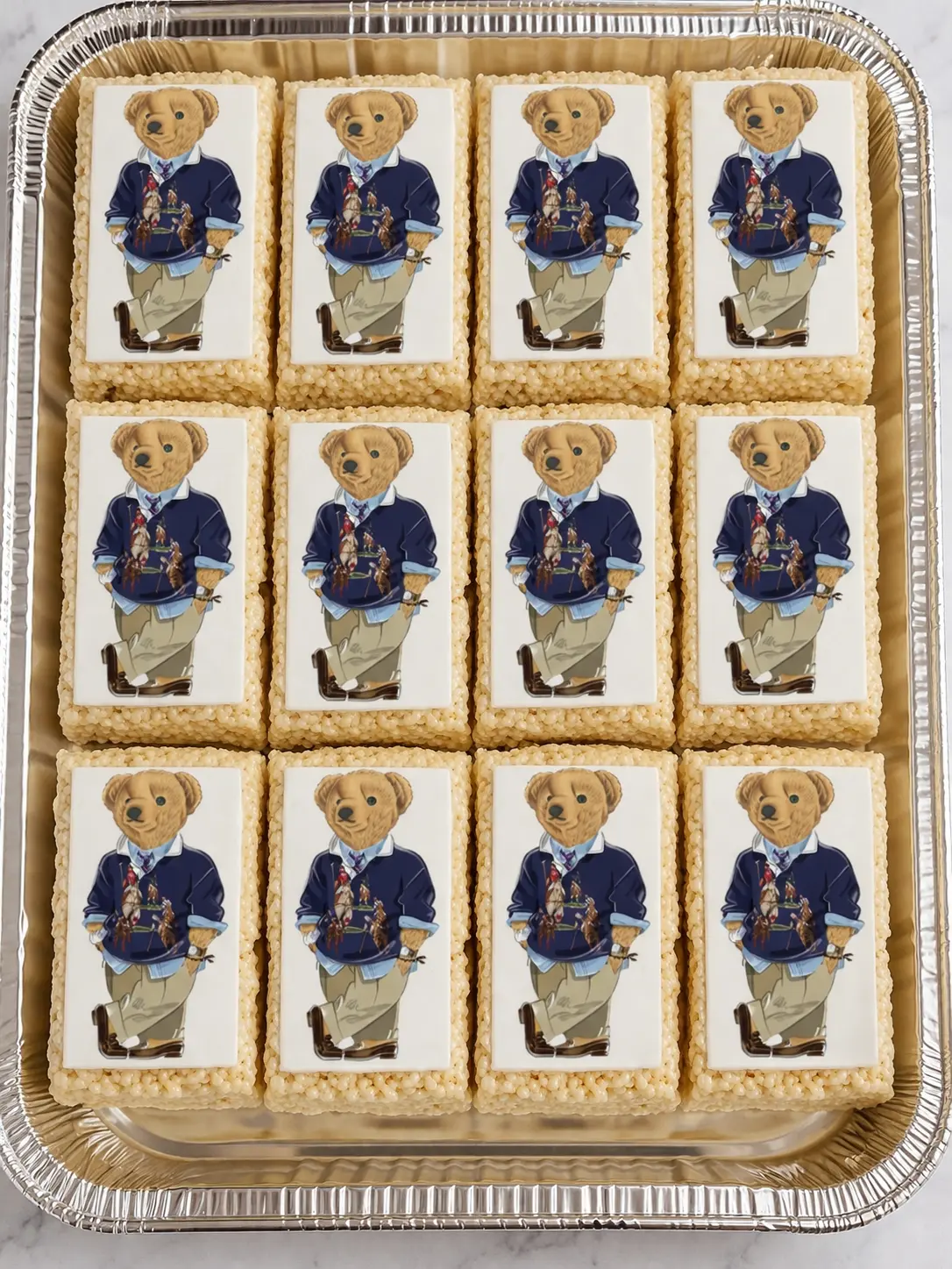 12-Piece Transparent Vegetable Wafer Paper Polo Bear Rectangle Edible Image Cake Toppers, Multi-Size Options for Desserts