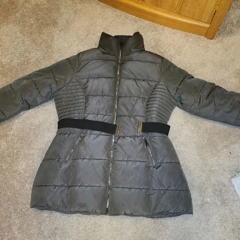 Women's Winter Full-Zip Puffer Down Jacket, Gray, Womenswear Outerwear