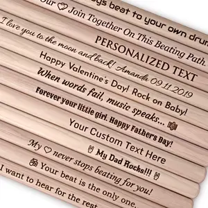 Gift for Drummer, Personalized Drumsticks, Custom Hickory Wooden 1 PAIR Music Lover Drum Sticks, Gifts for Boyfriend, Husband, Father
