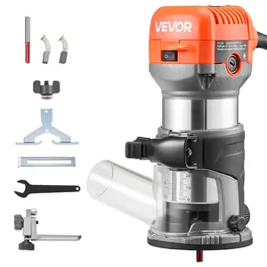【Father's Day gift】VEVOR Wood Router, 1 HP 710W, Variable Speed Palm Router Tool with Soft Start, Compact Wood Edge Trimmer with Fixed Base & 1/4-Inch Collet, Dust Hood, for Woodworking, Trimming, DIY Projects, Corded