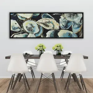 360 Stand Brown Coastal Framed Wall Art Photo - 20x60 in. Vibrant Nature-Inspired Oyster Shells Artistic Print, Home Decoration & Wall Decor Supply, Artwork