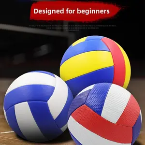 Durable PVC Volleyball Size 5, Soft PU Material, Blue Striped Design, Ideal for Training and Matches, Indoor Outdoor Use