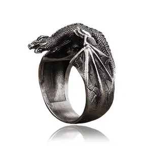 GTHIC Celtic Flying Dragon Ring Non Tarnish Statement Jewelry for Men Women Stainless Steel