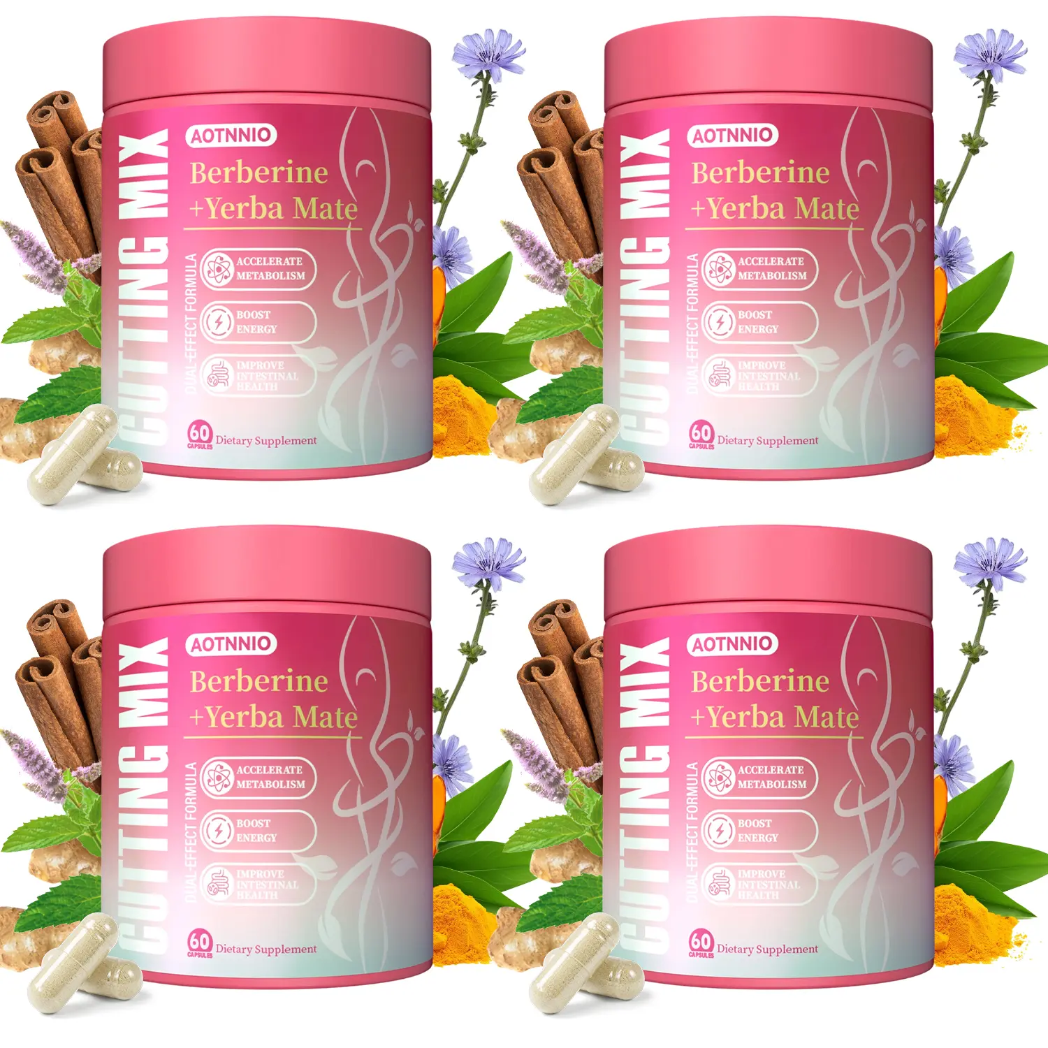 Cutting Fitness Supplement 60 Capsules | Multi-Ingredient Blend with Berberine, Yerba Mate, Chromium, 5-HTP & Magnesium | DealsForYouDays